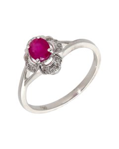 New 18ct White Gold Ruby & Diamond Cluster Ring