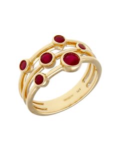 New 9ct Yellow Gold Multi Row Ruby Bubble Dress Ring