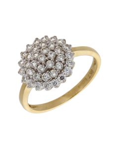 New 9ct Yellow Gold Cubic Zirconia Cluster Ring