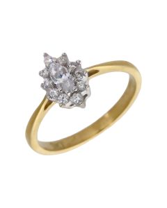 New 9ct Yellow Gold Cubic Zirconia Marquise Cluster Ring