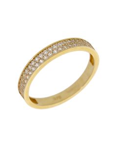 New 9ct Yellow Gold Double Row Cubic Zirconia Half Eternity Ring