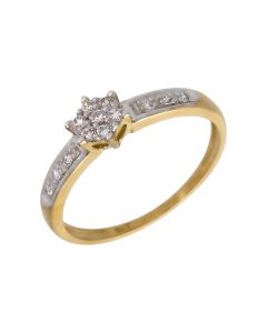 New 9ct Yellow Gold Cubic Zirconia Cluster Ring