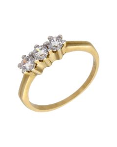 New 9ct Yellow Gold Cubic Zirconia Trilogy Ring