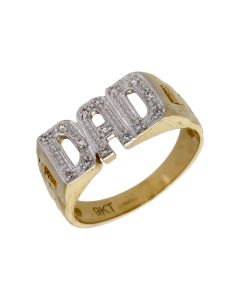 New 9ct Yellow Gold Cubic Zirconia Dad Ring