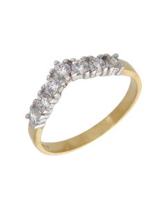 New 9ct Yellow Gold Cubic Zirconia Half Wishbone Ring