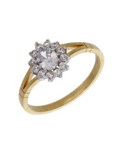 New 9ct Yellow Gold Cubic Zirconia Cluster Ring