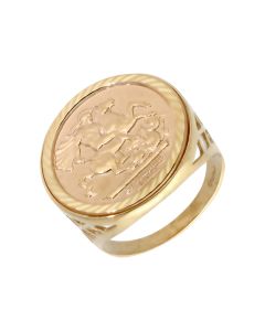 New 9ct Yellow Gold George & Dragon Coin Style Ring