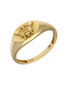 New 9ct Yellow Gold Manchester Bee Signet Ring