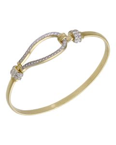 New 9ct Yellow Gold Cubic Zirconia Set Hookover Bangle