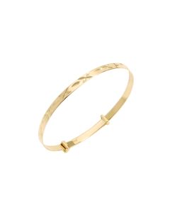 New 9ct Yellow Gold Childs Patterned Expanding Bangle