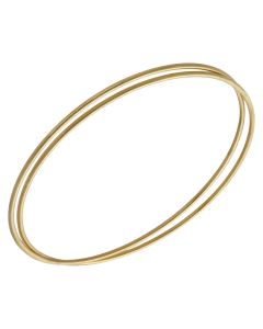 New 9ct Yellow Gold Double Row Crossover Push-On Bangle