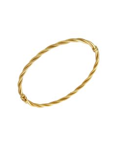 New 9ct Yellow Gold Hinged Hollow Oval Twist Bangle