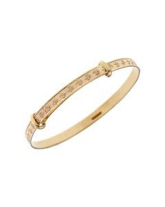 New 9ct Yellow Gold Teddy Bear Patterned Expanding Baby Bangle