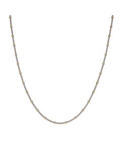 Pre-Owned 9ct Yellow & White Gold 16 Inch Station Necklace