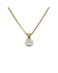 Pre-Owned 9ct Yellow Gold 18 Inch Diamond Pendant & Chain