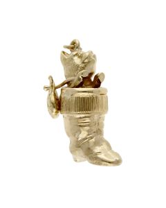 Pre-Owned Vintage 1967 9ct Yellow Gold Dick Whittington Cat Charm