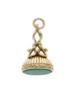 Pre-Owned Vintage 1966 9ct Yellow Gold Agate Fob