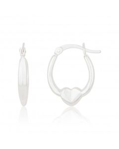 New Sterling Silver Heart Creole Hoop Earrings
