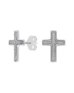New Sterling Silver Moondust Cross Stud Earrings