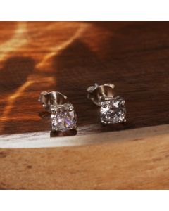 New Sterling Silver 5mm Cubic Zirconia Stud Earrings