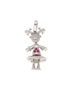 New Sterling Silver Cubic Zirconia Set Girl Pendant