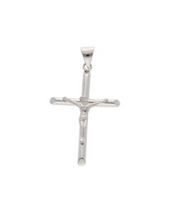 New Sterling Silver Large Polished Finish Crucifix Pendant