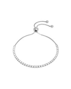 New Sterling Silver Cubic Zirconia Tennis Style Toggle Bracelet