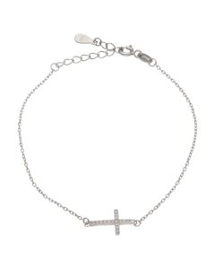 New Sterling Silver Cubic Zirconia Cross Bracelet