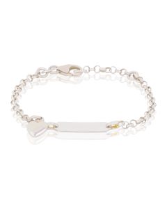 New Sterling Silver Childs Identity Bracelet with Heart Charm
