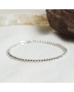 New Sterling Silver 3mm Bead Link Ladies Bracelet
