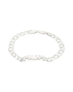 New Sterling Silver 7.5"  Patterned Curb Link Mum Bracelet