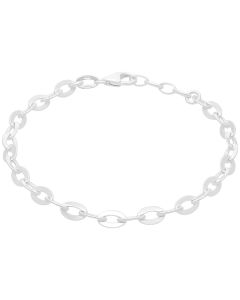 New Sterling Silver Flat Oval Belcher Link Bracelet
