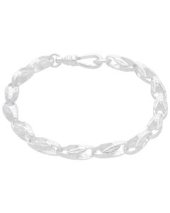 New Sterling Silver 8 Inch Patterned Tulip Link 8" Bracelet