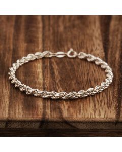 New Sterling Silver 7 Inch Hollow Rope Twist Bracelet