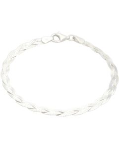 New Sterling Silver 7 Inch Plaited Herringbone Bracelet