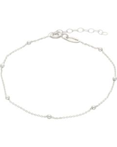 New Sterling Silver Adjustable 6.5"-75" Beaded Chain Bracelet