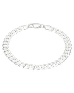 New Sterling Silver 8.5" Patterned Curb Link Bracelet