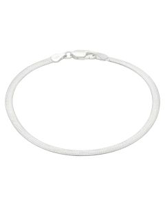 New Sterling Silver Frosted Curved Herringbone Bracelet
