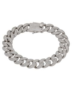 New Sterling Silver Cubic Zirconia 8.5" Curb Link Bracelet 2.3oz