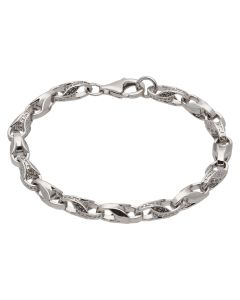 New Sterling Silver Childs Pattern & Polish Tulip Link Bracelet