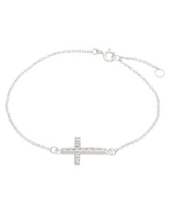 New Sterling Silver 7.5" Cubic Zirconia Cross Ladies Bracelet