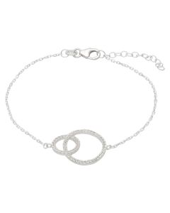 New Sterling Silver Cubic Zirconia Double Circle Bracelet