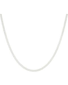New Sterling Silver 24 Inch Close Link Flat Curb Link Necklace
