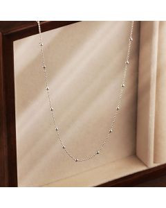 New Sterling Silver Bobble Bead Station 18 Inch Necklace