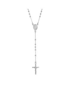 New Sterling Silver Rosary Beads Necklace