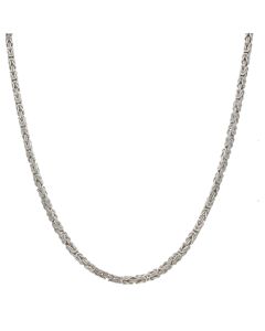 New Sterling Silver 18" Square Byzantine Link Chain Necklace