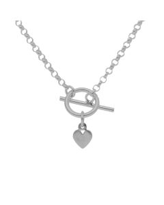 New Sterling Silver 16" Heart & T-Bar Lariat Necklace