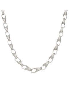 New Sterling Silver 24" Patterned Tulip Link Chain Necklace