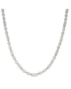 New Sterling Silver 20" Stars & Bars Link Chain Necklace