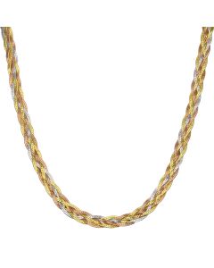 New Sterling Silver & Gold Plated Woven Herringbone Necklace